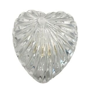 Vtg Royal Crystal Rock 24%‎ Lead Crystal Heart Shaped Trinket Box Italy 4"